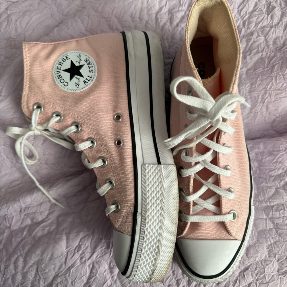 baby pink high-top converse limited edition platform